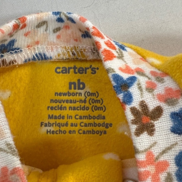 Carter's - Floral Newborn Fleece Onesie Sleeper - Yellow and Multicolor - Picture 5 of 5